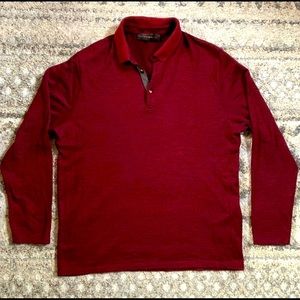 Etro | maroon long sleeve wool collared shirt | 2XL